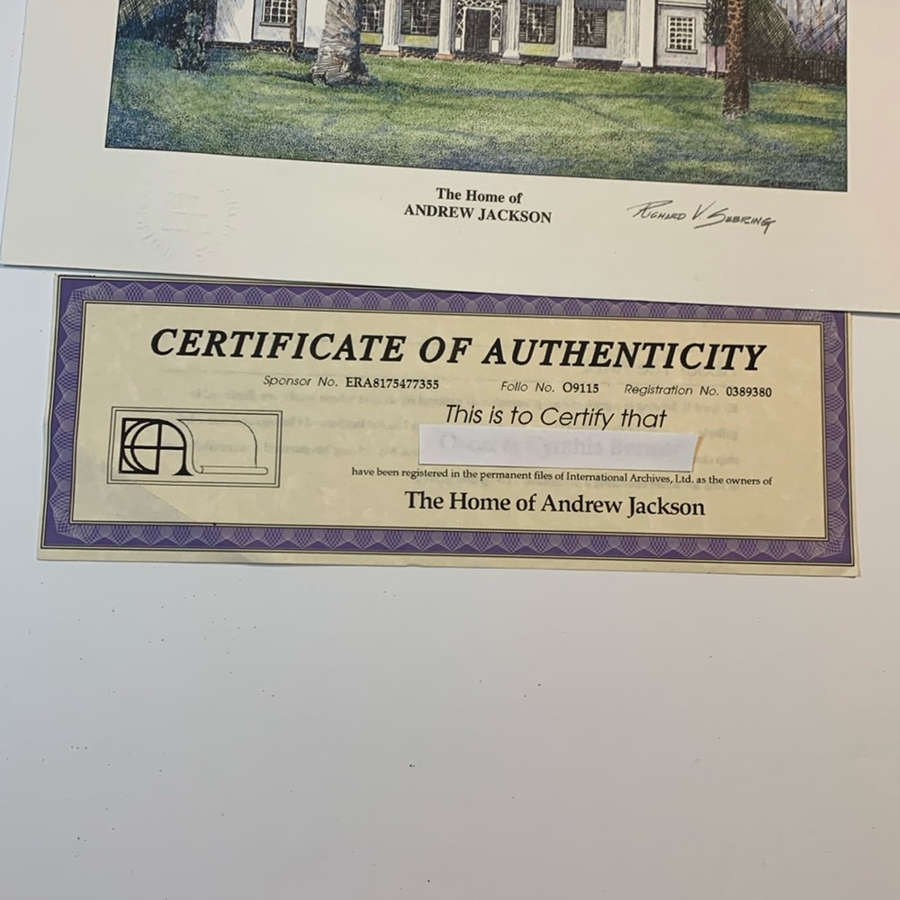International Archives Ltd. The Home of Andrew Jackson Print Size 8x10 W/COA New - Picture 6 of 6